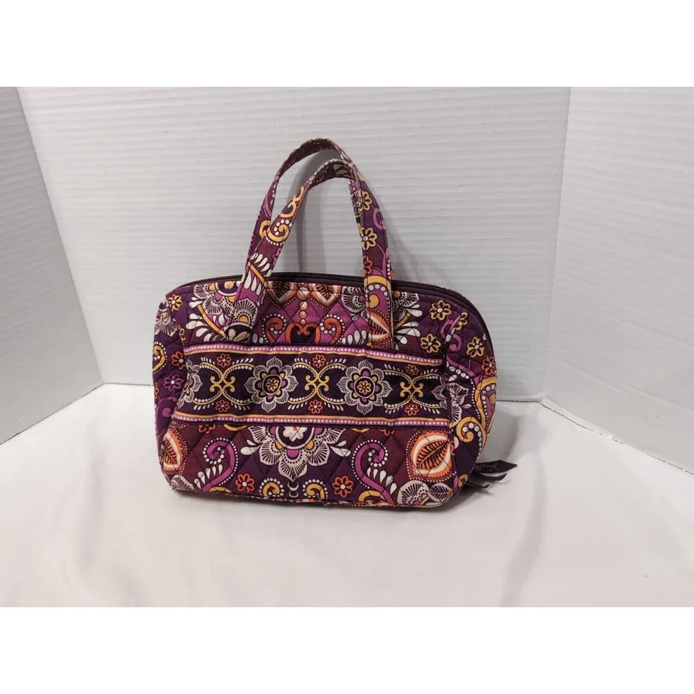 VERA BRADLEY Purple Paisley lined Floral Cosmetics Bag Lunch Bag and ID holder
